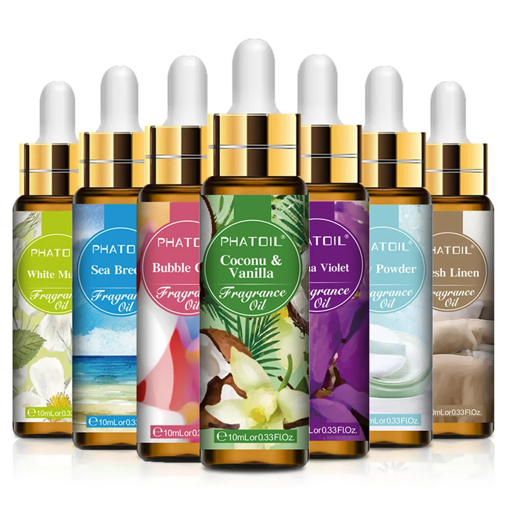 PHATOIL 10ml Fragrance Oil For Women Strawberry Peach Angel Sea Breeze Coconut & Vanilla Bubble Gum Aromatherapy Fragrance Oils