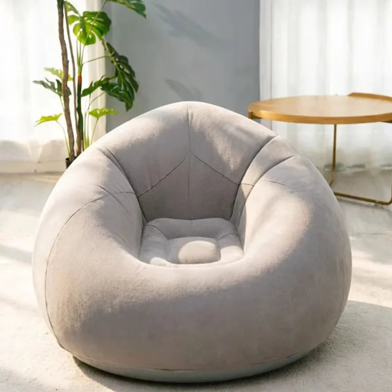 Soft Inflatable Round Lazy Air Sofa Portable Leisure Lounge Chair Indoor Outdoor Camping Bean Bag Seat for Bedroom Patio Backyar