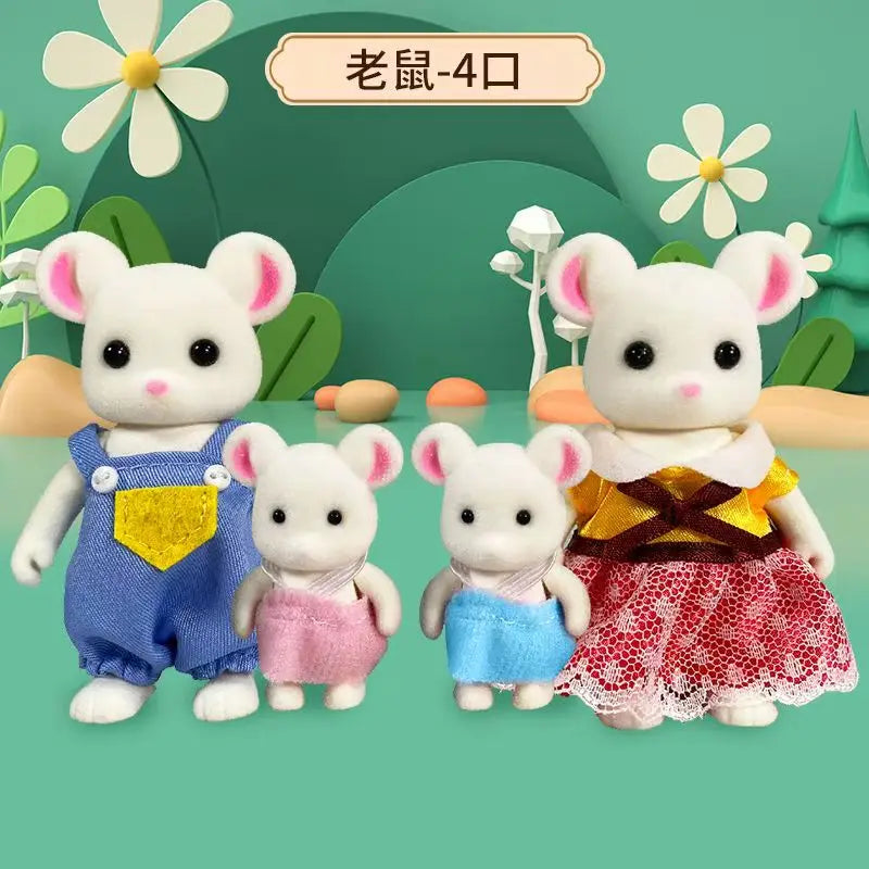 Simulation Forest Rabbit Family DIY Playset Mini Rabbit Bear Figure Toy Dolls Kids Gifts