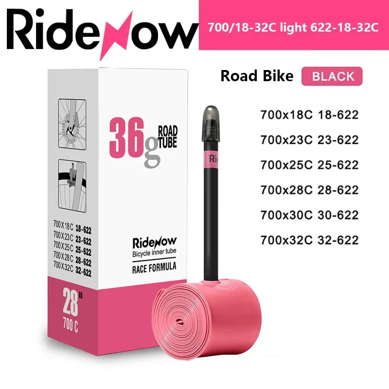RideNow TPU 700C Road Bike Inner Tube 700x18-32C Presta 100/85/65/45/35mm Valve Super Light Weight Road Bike Tubes