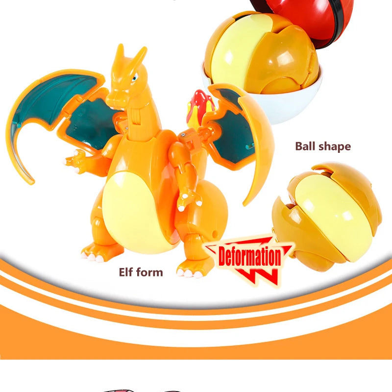 High Quality Pokemon Ball Deformation Toy Pikachu Mewtwo Gyarados Pocket Monster Pokeball Pokemon Action Figure Children Toy Gif