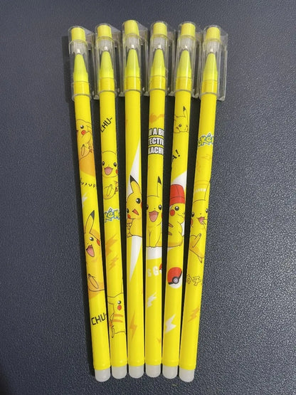 12Pcs Pokemon Pikachu Erasable Gel Pen Set, 0.5mm Cute Anime School Office Supplies for Kids Students Birthday Gifts