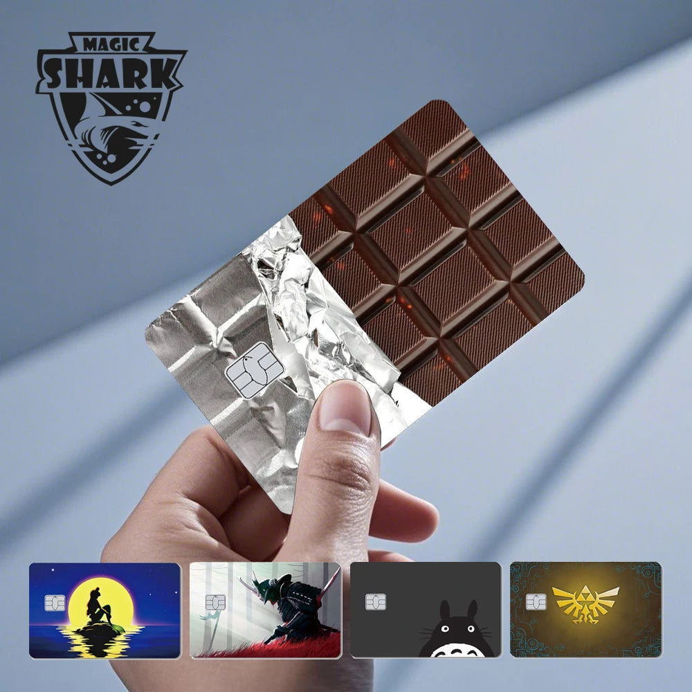 Magic Shark Cartoon Rabbit Warrior Flower Anime Chocolate PVC Sticker Film Skin Cover for Debit Credit Card