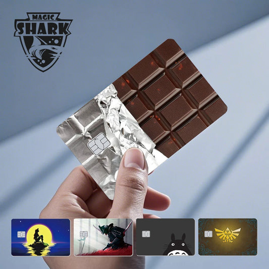 Magic Shark Cartoon Rabbit Warrior Flower Anime Chocolate PVC Sticker Film Skin Cover for Debit Credit Card