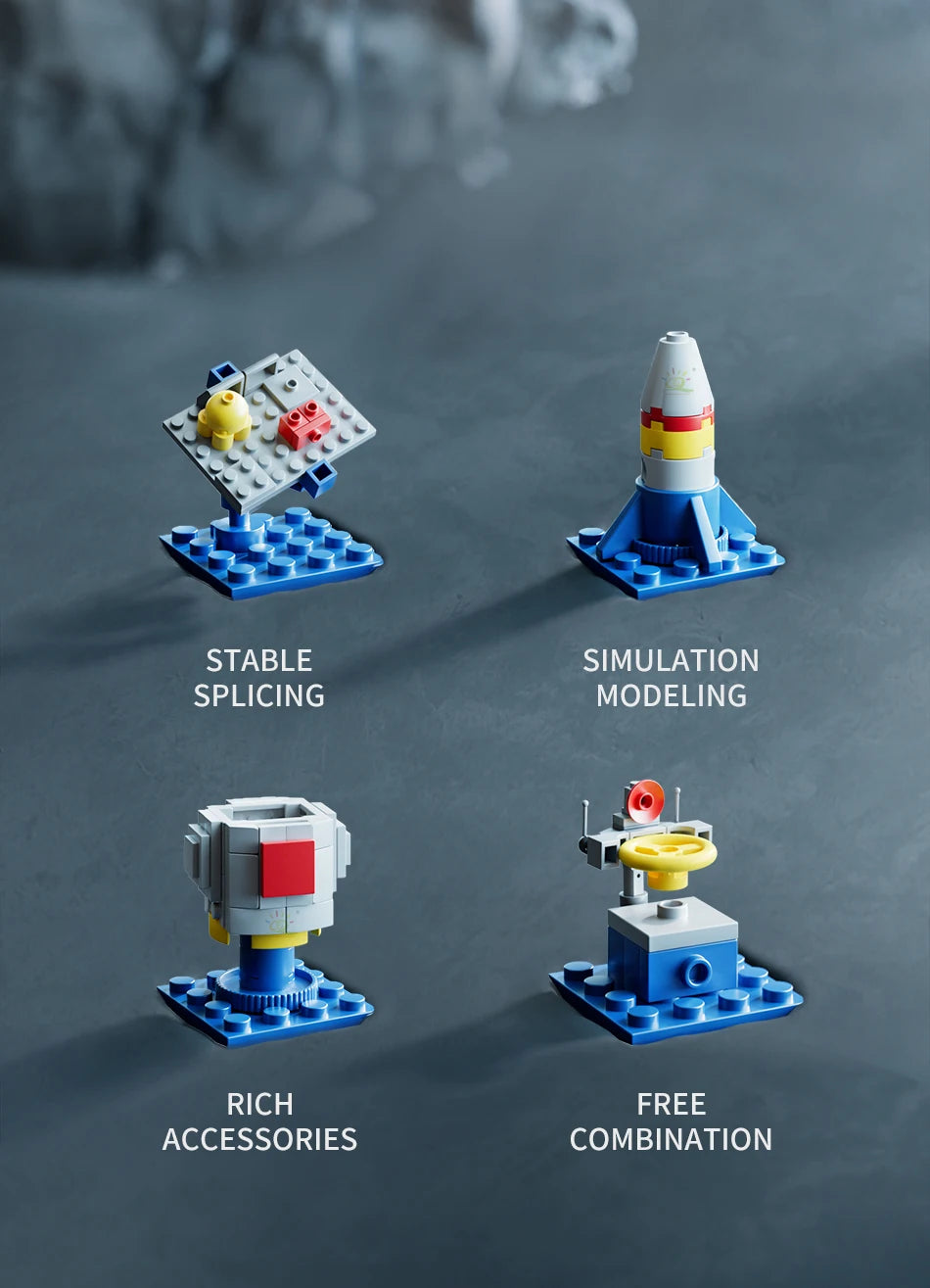 HUIQIBAO Space Aviation Manned Rocket Building Blocks With Astronaut Figure City Aerospace Model Bricks Children Toys for Kids