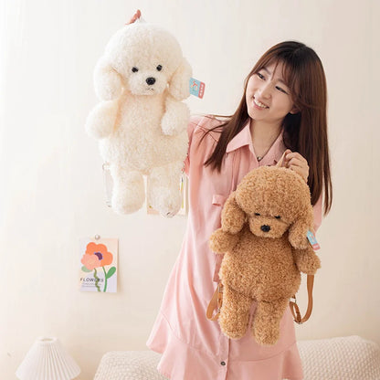 Kawaii 35/45CM Creative White Brown Dog Soft Plush Backpack School Bag Sofa Girls Kids Birthday Christmas Presents Home Decor