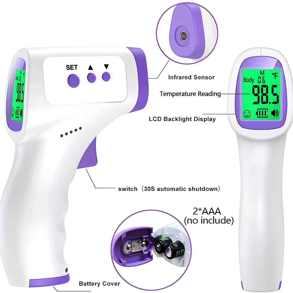 Medcial Forehead Thermometer Fingertip Pulse Oximeter Monitor Blood Oxygen Saturation Meter Pulse Oximeter USB Rechargeale