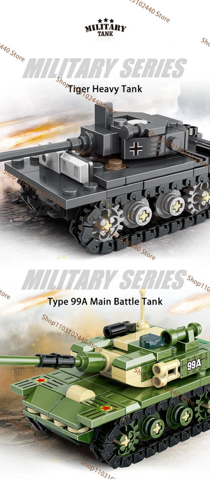 WW2 King Tiger Heavy Tank Building Blocks - DIY Military Model Kit , Educational Toy Gift for Kids