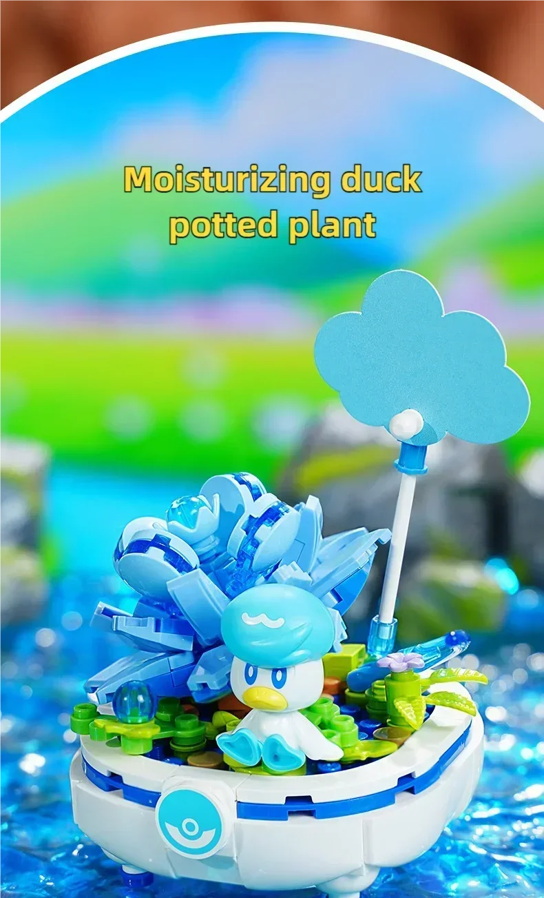 Pokémon Series Building Blocks Pikachu Psyduck Pogaman Cartoon Scene Model Bricks Collection Ornaments DIY Toys Holiday Gifts