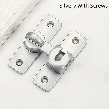 Anti-Theft Door Lock - 90°/180° Adjustable Sliding Pin, Keyless Entry Heavy-Duty Black Easy Install for Home Office Hotel Garage