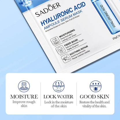 15pcs SADOER 24K Gold Vitamin C Hyaluronic Acid Facial Masks for Face Moisturizing Firming Hydrating Face Mask Facial Skin Care