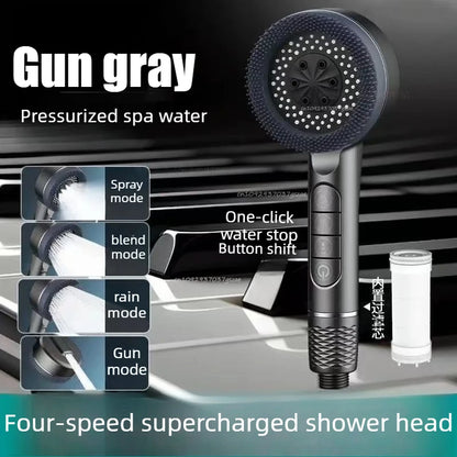 Filtered Supercharged Shower Head Four-speed Adjustment With Water Seal Multi-functional Home Shower Bathroom Accessories