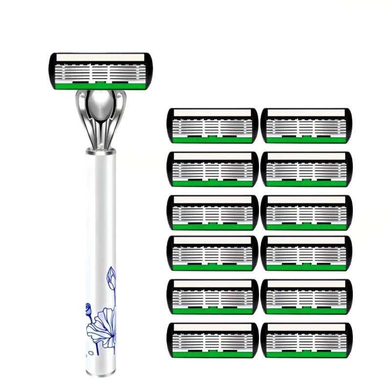 High Quality Men Safety Razor 6-Layer Germany Stainless Steel Shaving Blades Manual Shaver Replacing Cutter Head