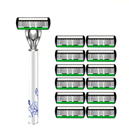 High Quality Men Safety Razor 6-Layer Germany Stainless Steel Shaving Blades Manual Shaver Replacing Cutter Head