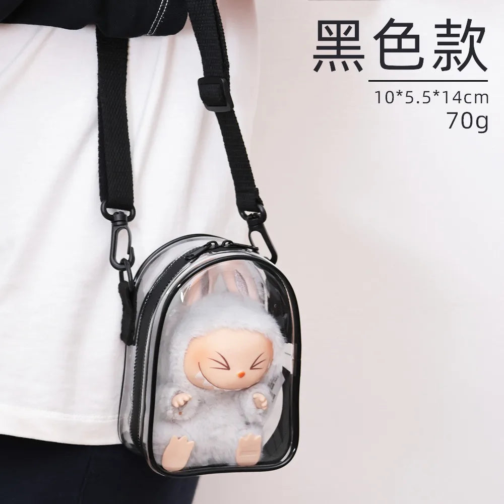 Labubu/SP Protect Case Labubu Sitting Party 15/17cm Cotton Doll Shoulder Pain Bag PVC Storage Bag Labubu Walk Bag Dustproof