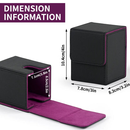 Card Deck Box,Card Deck Case Holds 100+ Sleeved Cards, PU Leather Card Storage Box For  TCG game trading cards.