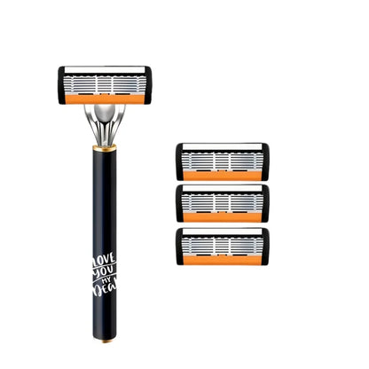 6 Blade Manual Razor for Men, Portable Travel Shaver for Face Beard & Body Hair Removal, Disposable Razors with Non-slip Grip