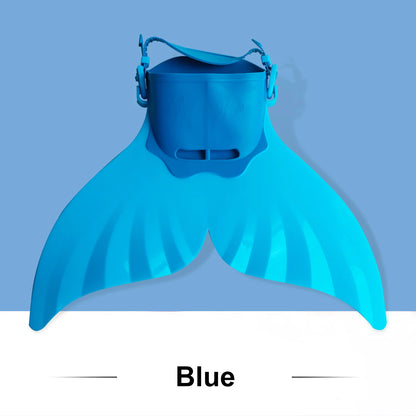 Adjustable Mermaid Silicone Fins Swimming Training & Beach, Soft Body Hard Fin with 3 Non-Slip Grips, Photo Cosplay Gear for Kid