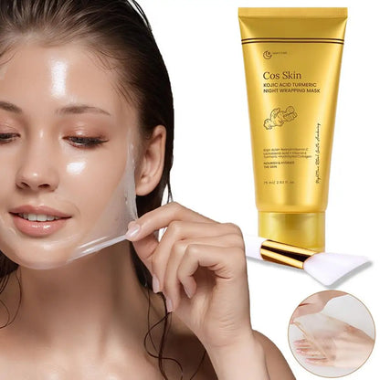 Kojic Acid Turmeric Overnight Wrapping Peel Off Mask Kit Nourish Hydrolyzed Collagen Glowing Skin Refresh Skin Firming Skincare