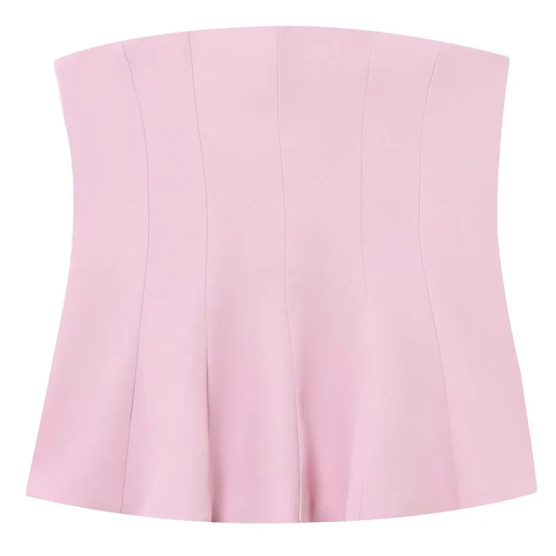 Ruffled Backless Corset Tube Top