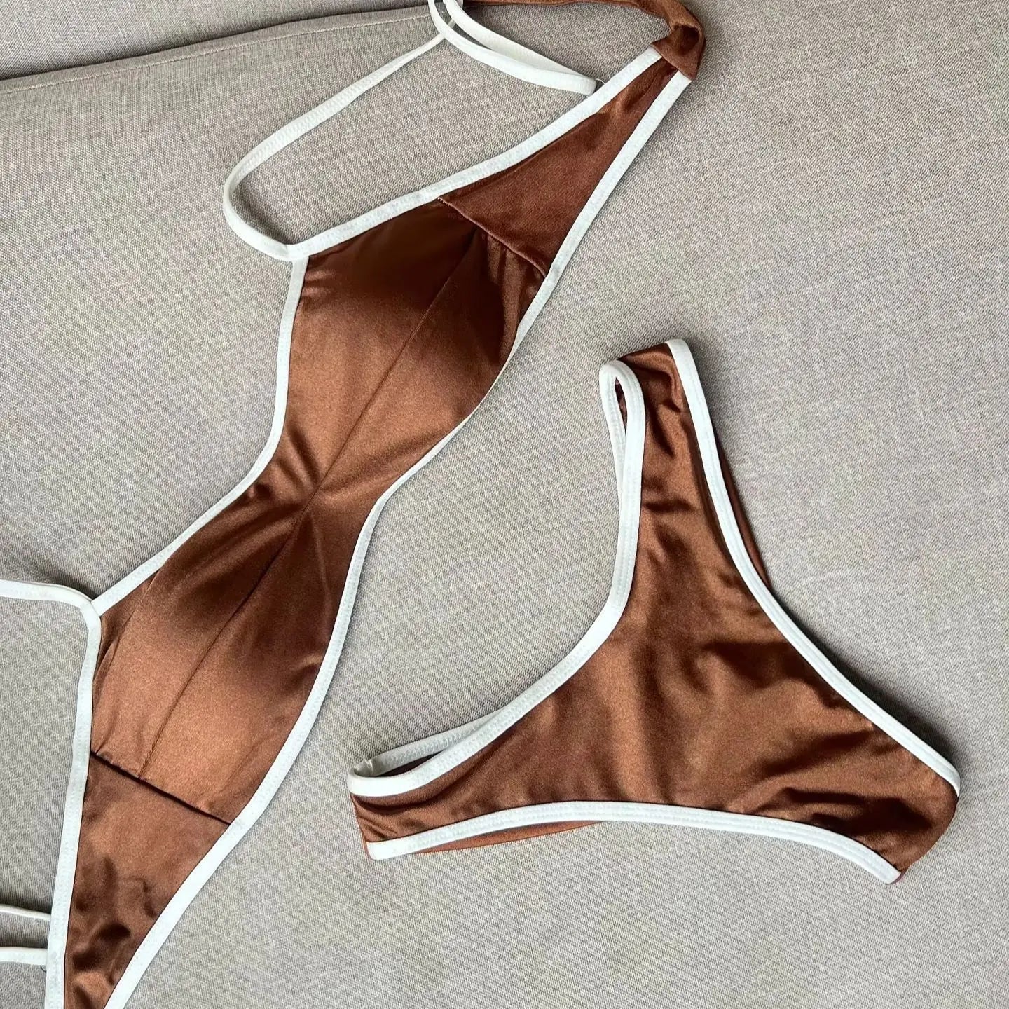 2026 Sexy Bikini Women Swimsuit Female Swimwear Bandeau Biquini Bathing Suit Shiny Swimming Suits Halter Bodysuit Beachwear