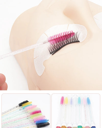 10 Pcs Tube Eyelash Brush With Gold Keychain Glitter Mascara Wand For Women Lash Extension Micro Comb Container Makeup Tools