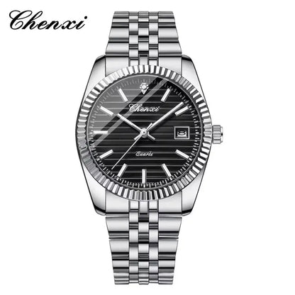 CHENXI 004D Men Quartz Watches Luxury Stainless Steel Waterproof Luminous Date Casual Wristwatch for Male