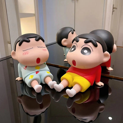 Crayon Shin-chan Phone Holder - Kawaii Anime Figure Desk Stand for Phones, Cute Cartoon Watching TV Model Collector Decor