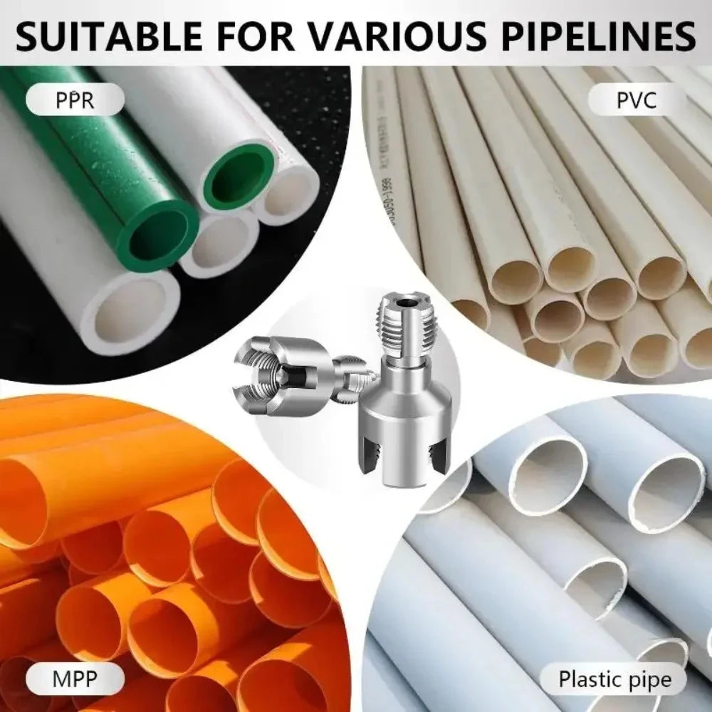 Pipe Thread Cutting Tool Integrated Internal & External Pipe Threading Tool Electric Drill Compatible PVC Pipe Threader Kit