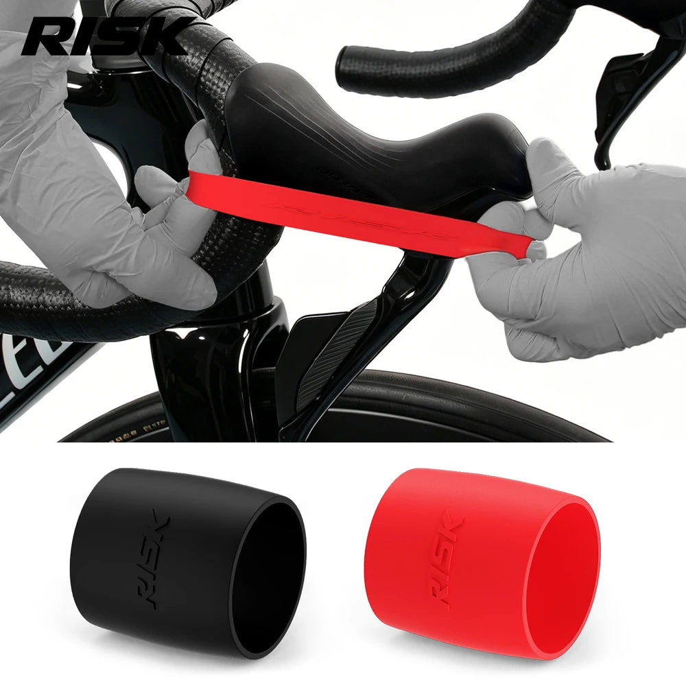 Risk 1 Pair Road Bicycle Elasticity Handlebar Strap Fixed Ring Bending Handle Silicone Elastic Strap Fixing  Anti-Slip Sleeve