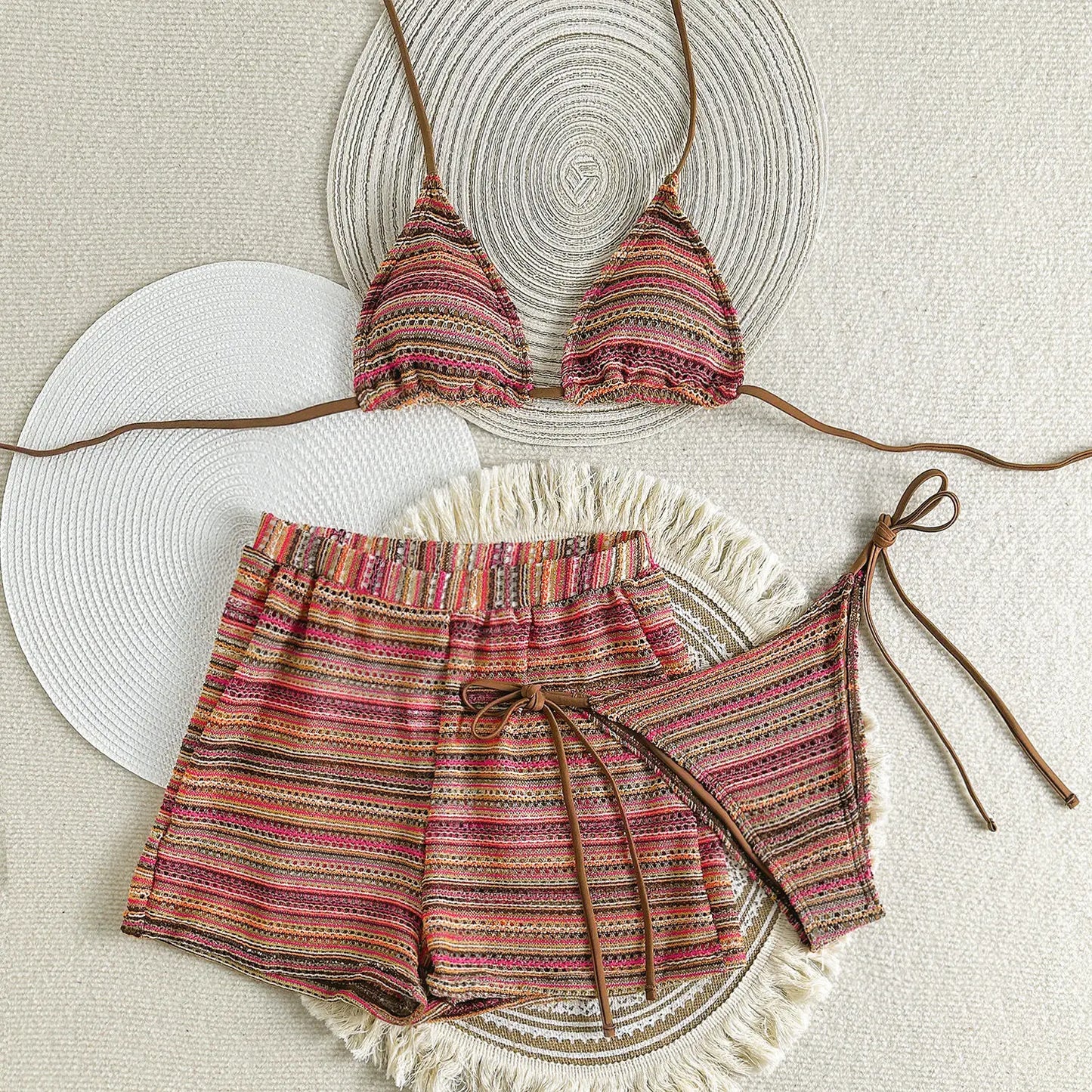 New Sexy Striped Bikinis Female Swimsuits Women 3 Piece Swimwear Beach Swim Wear Bathing Suits Brazilian Bikini Set Pool Bather