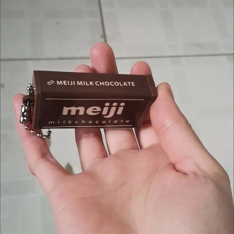 Hot Simulated Meiji Chocolate Fidget Toy Bendy Snap-And-Play Stress Relief JP Style Keychain Pendant Funny Gift Creative Gadgets
