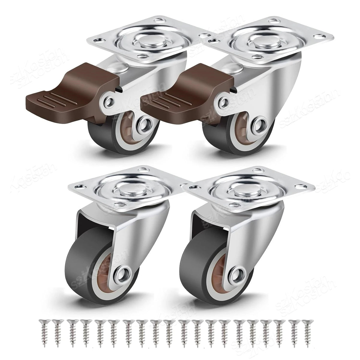 Set of 4 Casters Rubber 1-2 inch Caster Wheels for Heavy Duty Furniture Cabinets Mini Castors No Noise Smooth Swivel Wheel