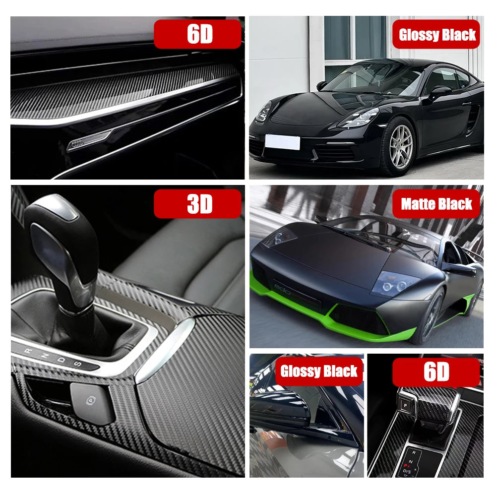 Carbon Fiber Vinyl Film 3D/6D Matte Effect Gloss Motorcycle Body Stickers Forged Carbon Fiber Wrap Foil Sticker Auto Accessories