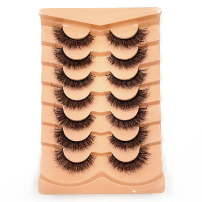 New 7 pairs of thick, 3D simulation mink fur fake eyelashesshort, dramatic fake eyelashes  wholesale full line fake eyelash make