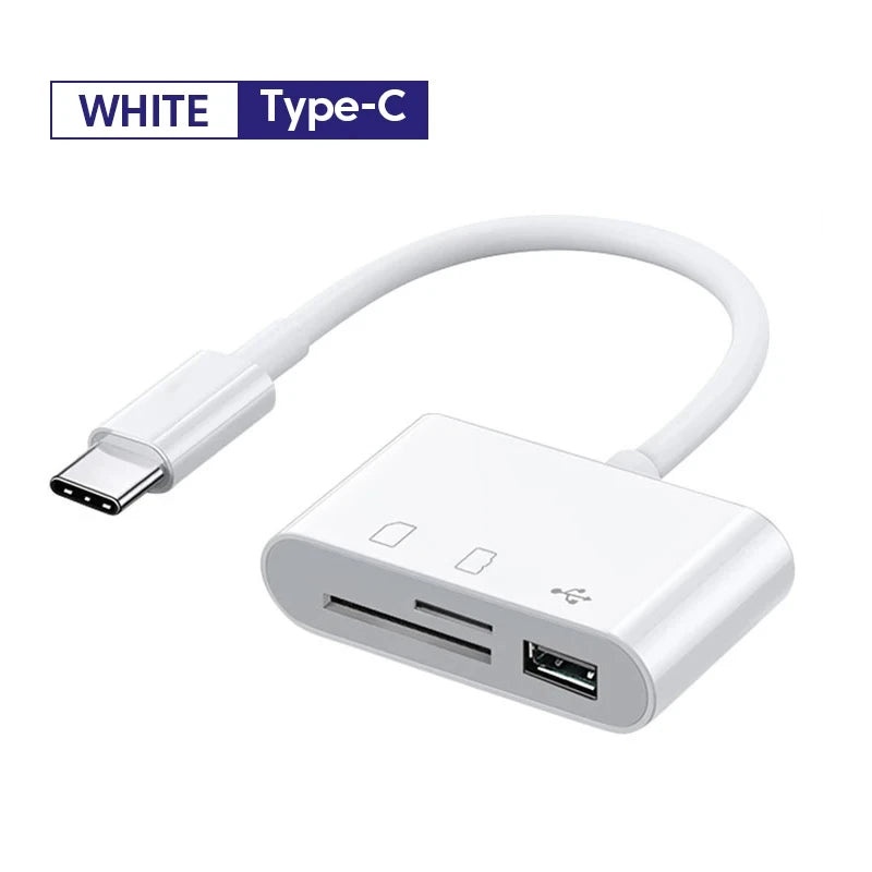 3 in 1 Micro USB Type C Adapter Multifunctional USB TF SD Card Reader USB-C Memory Card Adapter For Macbook Samsung Laptop