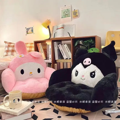 Kawaii Cinnamoroll Big Size Cute Plush Half Surrounded Black Kuromi Cushion Backrest Dormitory Office Non-Slip Chair Cushion