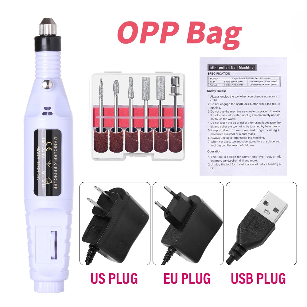 LULAA Portable Professional Electric Nail Drill Machine Manicure Tools Pedicure Drill Set Family Nail File Nail Drill Equipment