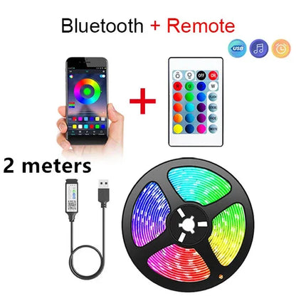 Bluetooth LED Lights Strip 5050 Smart APP Remote Control Flexible Diode Lamp RGB Tape Backlights Game Room Christmas Decoration