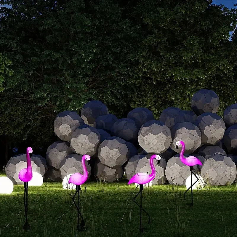 1 Pc Outdoor Solar Lights Flamingo Garden Led Stake Light Pathway Lawn Yard Landscape Halloween Christmas Decorative Lights
