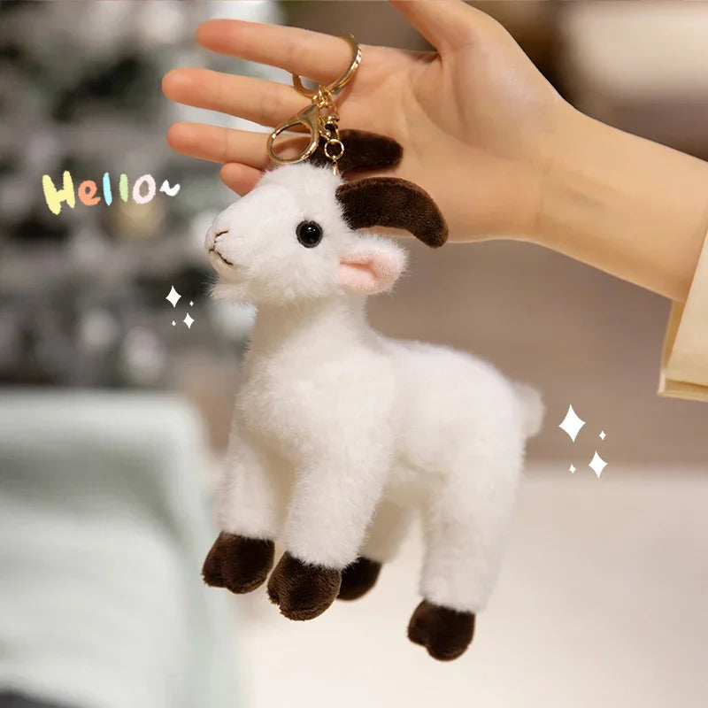 Hot Sale Lifelike Goat Pendant Plush Toys Soft Stuffed Standing Goat Toys Cute Mini Animal Pendant Cool Keyring Bags Decor