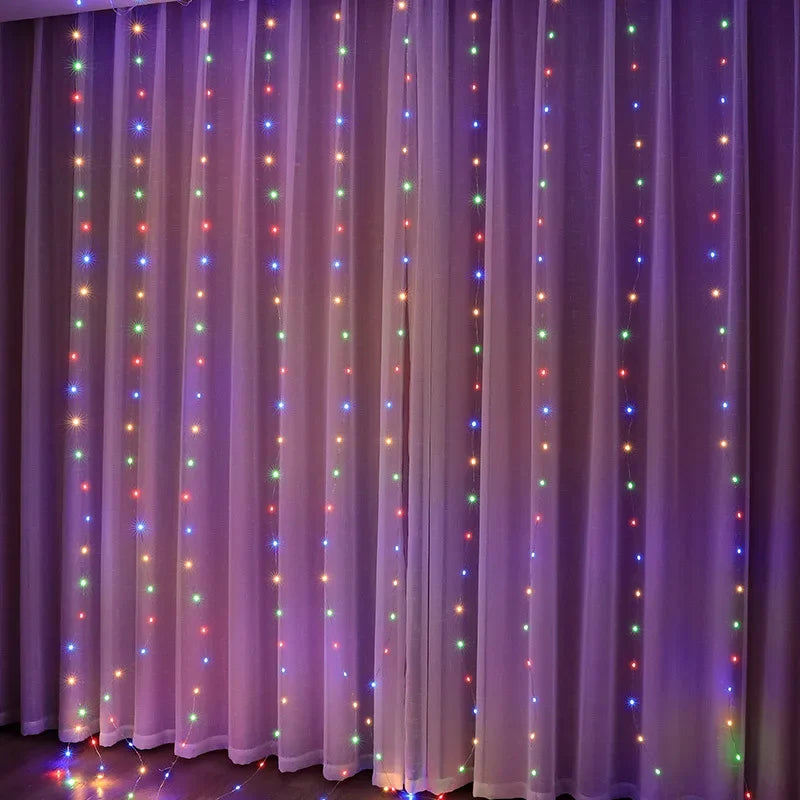 3/4/6m Curtain 100/600LEDString Lights Garland USB Festoon Remote Control Fairy Garland Lights Christmas Decoration Bedroom Home
