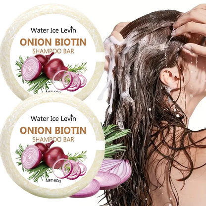 60g Onion Biotin Shampoo Bar for Scalp and Hair Care, Moisturizes and Smooths Hair, Rich in Onion Plant Extracts, Suitable for All Hair Types