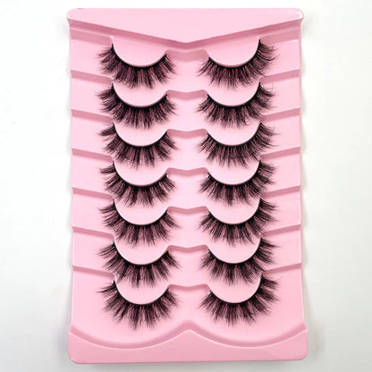 New 7 pairs of thick, 3D simulation mink fur fake eyelashesshort, dramatic fake eyelashes  wholesale full line fake eyelash make