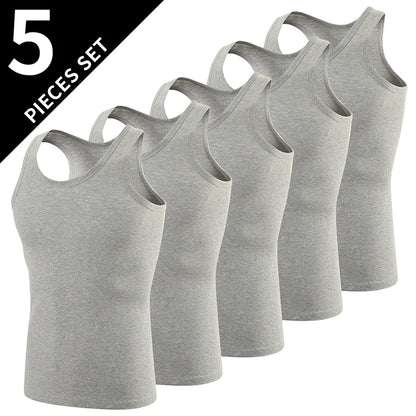 1/3 Pack Four Seasons Men's Cotton Joker Vest Teenagers Simple Fit Sports Fitness T-shirt Middle-aged Casual Sleeveless T-shirt