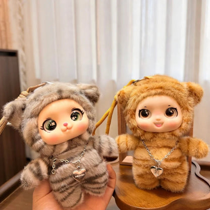 New Cute Kitty Vinyl Face Plush Pendant Kawaii Cat Plushie Keychain Backpack Charm Home Decor for Adults Stuffed Pendant