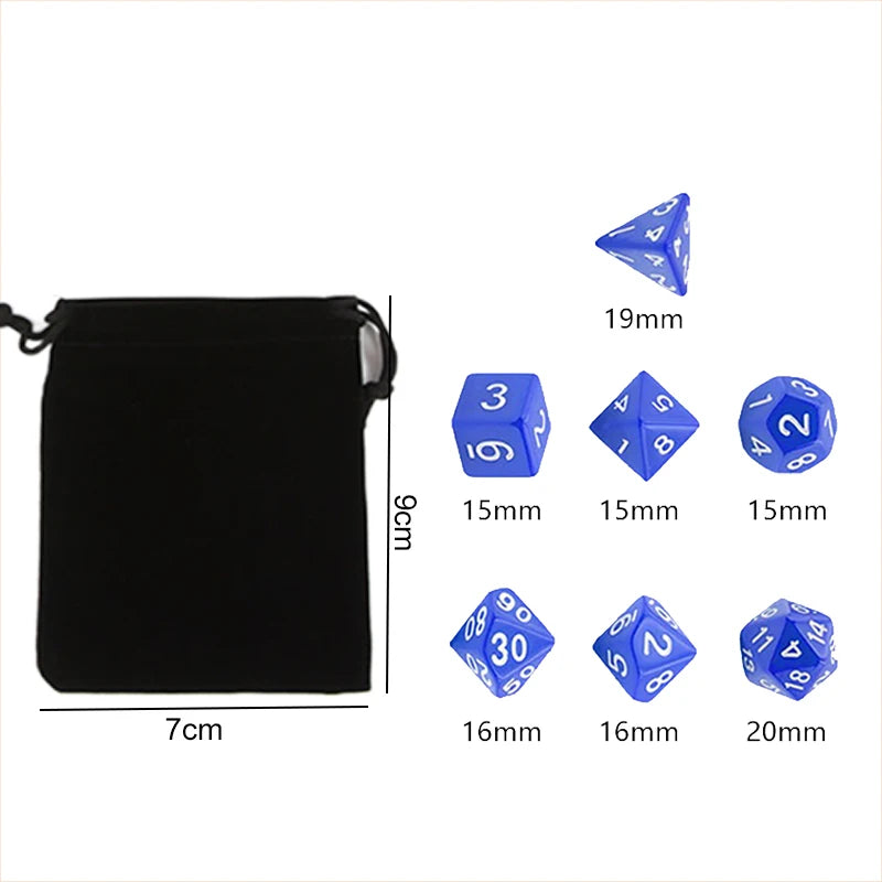 7pcs/set Multicolour Dice Set Multiple Colors Polyhedral RPG DND Role Playing Dragons Board Game Multiple Dice With Bags TMZ