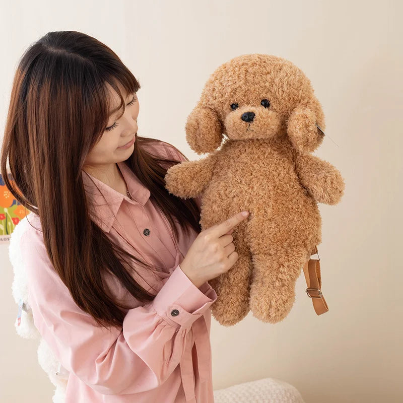 Kawaii 35/45CM Creative White Brown Dog Soft Plush Backpack School Bag Sofa Girls Kids Birthday Christmas Presents Home Decor