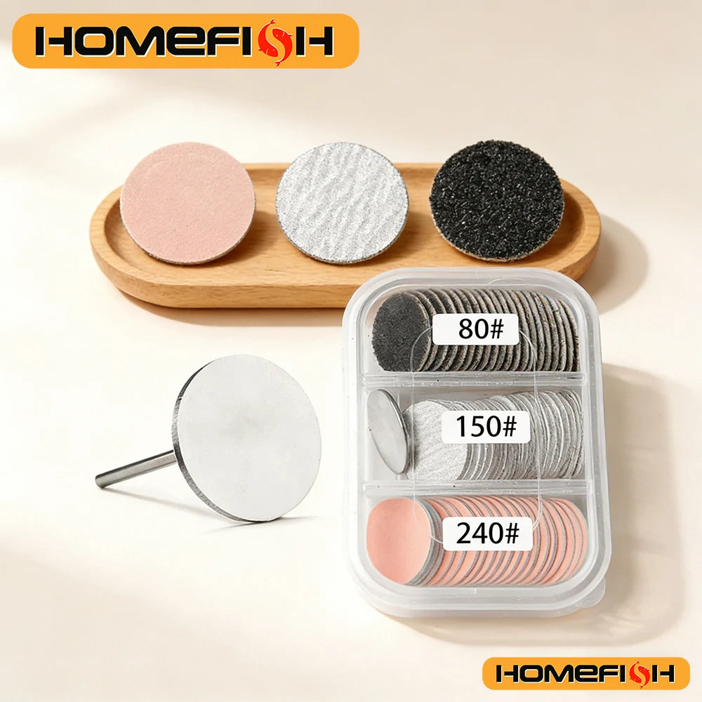 60pcs Replaceable Sanding Paper With Metal Disk Pink Pedicure Nail Bit Sandpaper Foot Care Tool Accessories