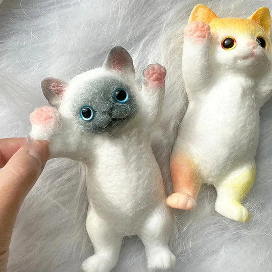 13CM Cute Taba Squishy Cat Fluffy Sticky Realistic Cat Stress Relieving Toy Simulation Cats Doll Squeeze Gift for Kids Adults